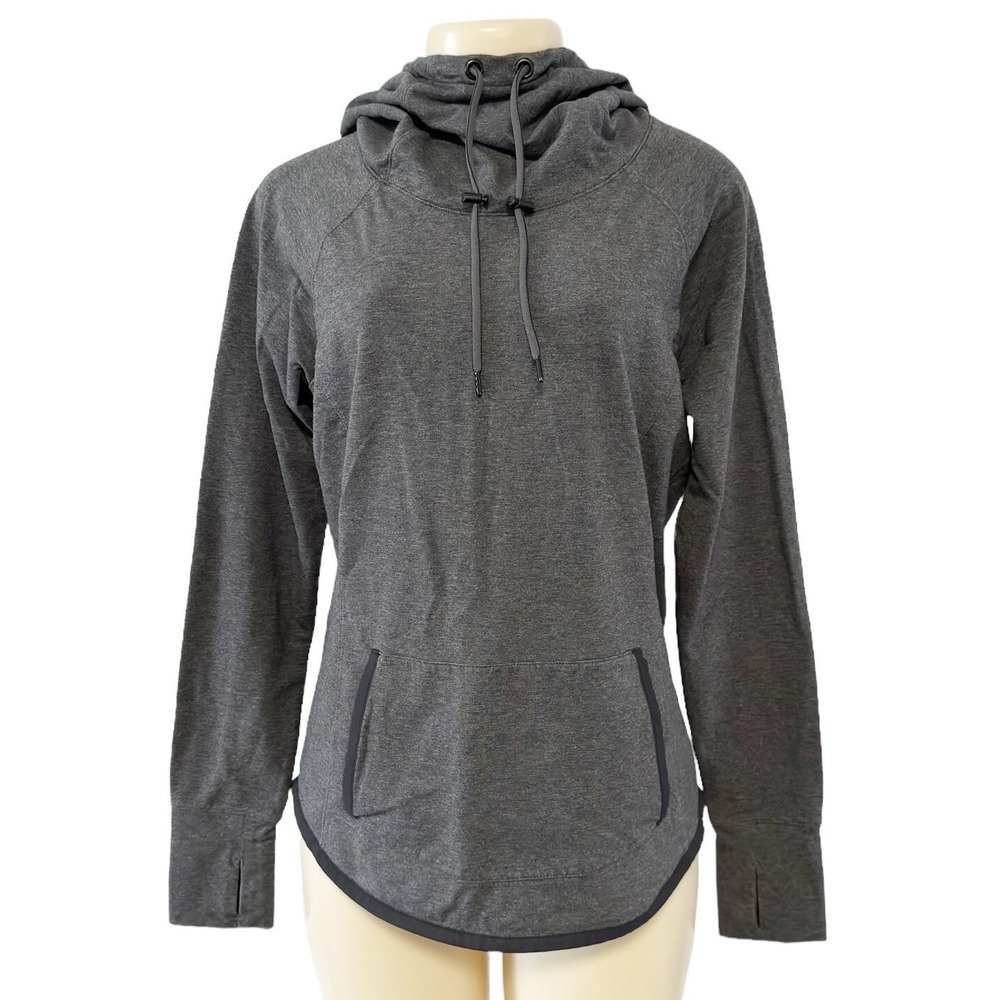 Athleta Gray Pullover Hooded Lightweight Sweatshirt Pockets Sportcore S66141 M‎